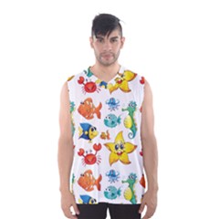 Fish Ocean Water Sea Life Seamless Background Men s Basketball Tank Top