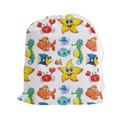 Fish Ocean Water Sea Life Seamless Background Drawstring Pouch (2xl)