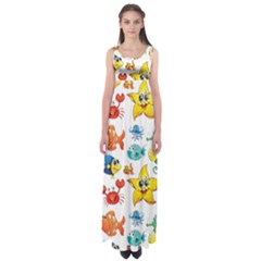 Fish Ocean Water Sea Life Seamless Background Empire Waist Maxi Dress