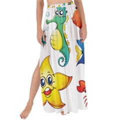 Fish Ocean Water Sea Life Seamless Background Maxi Chiffon Tie-up Sarong