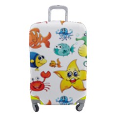 Fish Ocean Water Sea Life Seamless Background Luggage Cover (small) by Jancukart