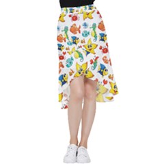 Fish Ocean Water Sea Life Seamless Background Frill Hi Low Chiffon Skirt