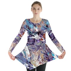 Abstract Cross Currents Long Sleeve Tunic  by kaleidomarblingart