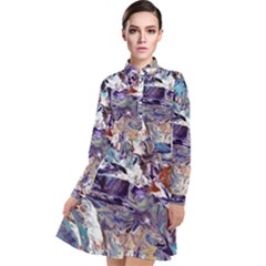 Abstract Cross Currents Long Sleeve Chiffon Shirt Dress by kaleidomarblingart