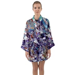 Abstract Cross Currents Long Sleeve Satin Kimono by kaleidomarblingart