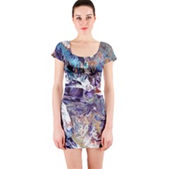 Abstract Cross Currents Short Sleeve Bodycon Dress by kaleidomarblingart