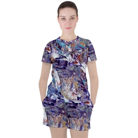 Abstract Cross Currents Women s Tee And Shorts Set by kaleidomarblingart