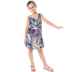 Abstract Cross Currents Kids  Sleeveless Dress by kaleidomarblingart