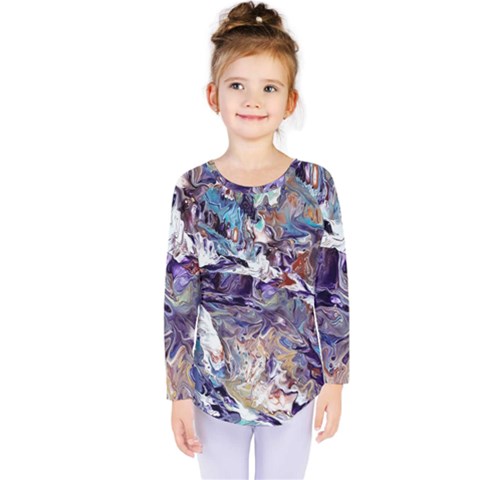 Abstract Cross Currents Kids  Long Sleeve Tee by kaleidomarblingart