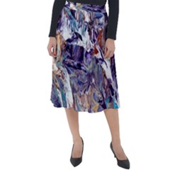 Abstract Cross Currents Classic Velour Midi Skirt  by kaleidomarblingart