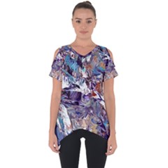 Abstract Cross Currents Cut Out Side Drop Tee by kaleidomarblingart