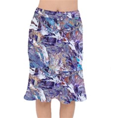 Abstract Cross Currents Short Mermaid Skirt by kaleidomarblingart