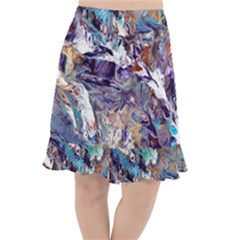 Abstract Cross Currents Fishtail Chiffon Skirt by kaleidomarblingart