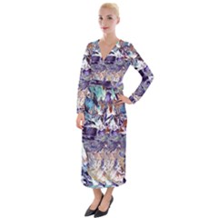 Abstract Cross Currents Velvet Maxi Wrap Dress by kaleidomarblingart