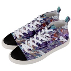 Abstract Cross Currents Men s Mid-top Canvas Sneakers by kaleidomarblingart