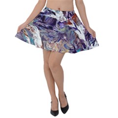 Abstract Cross Currents Velvet Skater Skirt