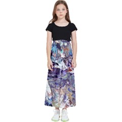 Abstract Cross Currents Kids  Flared Maxi Skirt by kaleidomarblingart