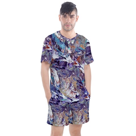 Abstract Cross Currents Men s Mesh Tee And Shorts Set by kaleidomarblingart