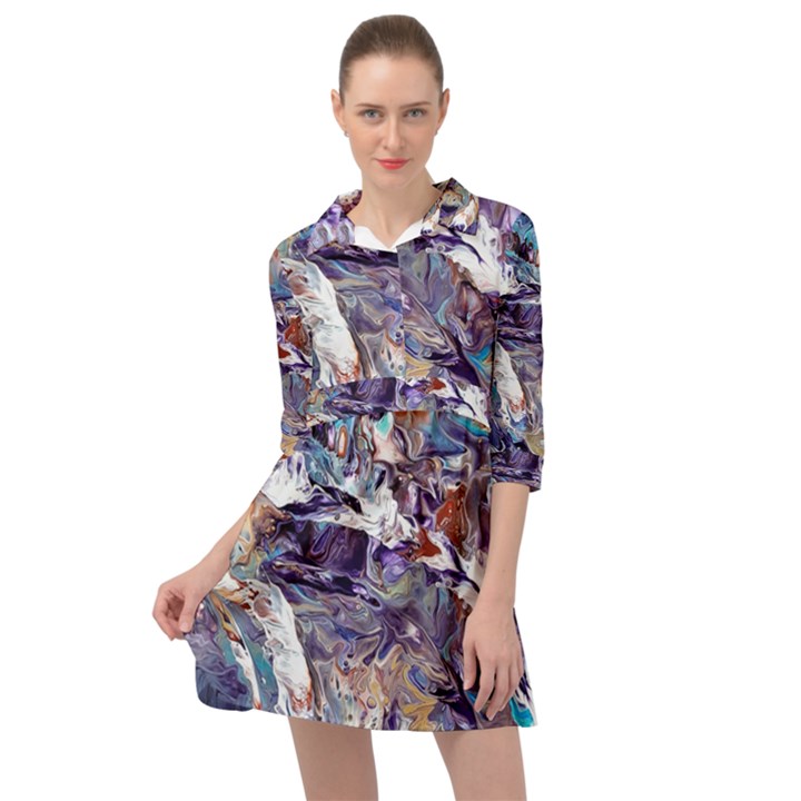 Abstract cross currents Mini Skater Shirt Dress