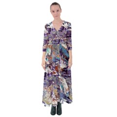 Abstract Cross Currents Button Up Maxi Dress by kaleidomarblingart