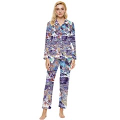 Abstract Cross Currents Womens  Long Sleeve Velvet Pocket Pajamas Set by kaleidomarblingart