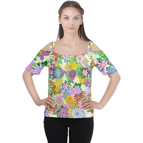 Illustration-pattern-abstract Cutout Shoulder Tee by Pakrebo