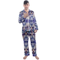 Amethyst Repeats Men s Long Sleeve Satin Pajamas Set by kaleidomarblingart