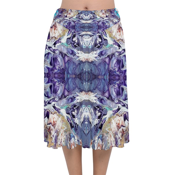 Amethyst repeats Velvet Flared Midi Skirt