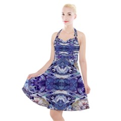 Amethyst Repeats Halter Party Swing Dress  by kaleidomarblingart