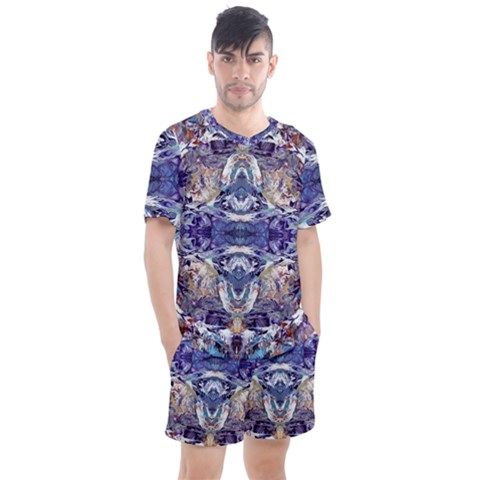 Amethyst Repeats Men s Mesh Tee And Shorts Set by kaleidomarblingart