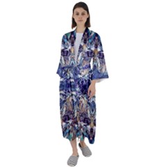 Amethyst Repeats Maxi Satin Kimono by kaleidomarblingart