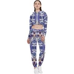 Amethyst Repeats Cropped Zip Up Lounge Set by kaleidomarblingart