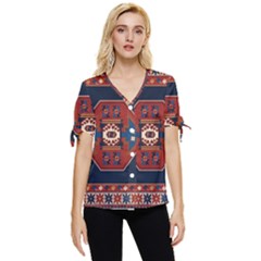 Armenian Carpet Bow Sleeve Button Up Top by Gohar