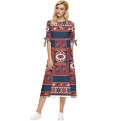 Armenian Carpet Bow Sleeve Chiffon Midi Dress by Gohar