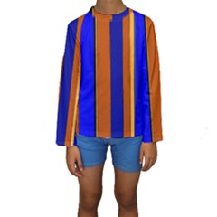 Abstract Blue And Orange 930 Kids  Long Sleeve Swimwear