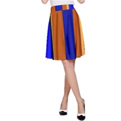 Abstract Blue And Orange 930 A-line Skirt