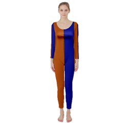 Abstract Blue And Orange 930 Long Sleeve Catsuit by KorokStudios