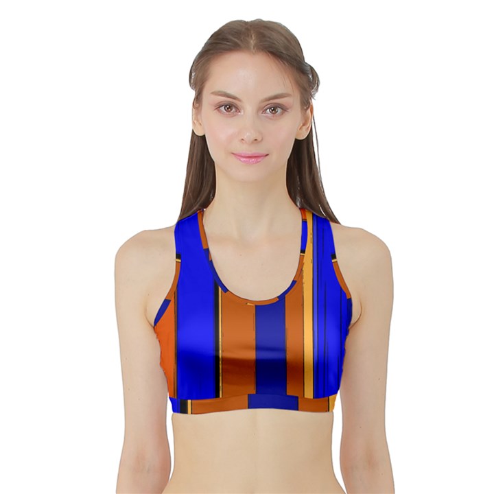 Abstract Blue And Orange 930 Sports Bra with Border