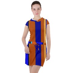 Abstract Blue And Orange 930 Drawstring Hooded Dress by KorokStudios