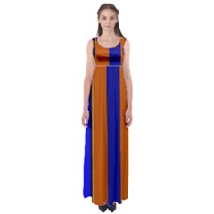 Abstract Blue And Orange 930 Empire Waist Maxi Dress