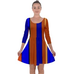 Abstract Blue And Orange 930 Quarter Sleeve Skater Dress by KorokStudios