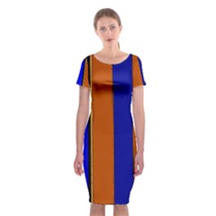 Abstract Blue And Orange 930 Classic Short Sleeve Midi Dress