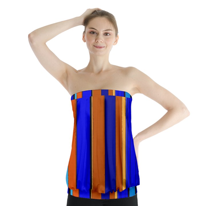 Abstract Blue And Orange 930 Strapless Top