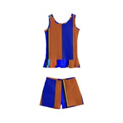 Abstract Blue And Orange 930 Kids  Boyleg Swimsuit by KorokStudios