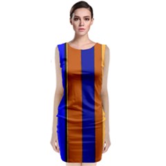 Abstract Blue And Orange 930 Sleeveless Velvet Midi Dress