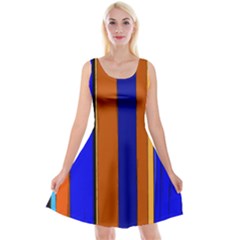 Abstract Blue And Orange 930 Reversible Velvet Sleeveless Dress