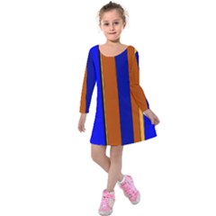 Abstract Blue And Orange 930 Kids  Long Sleeve Velvet Dress