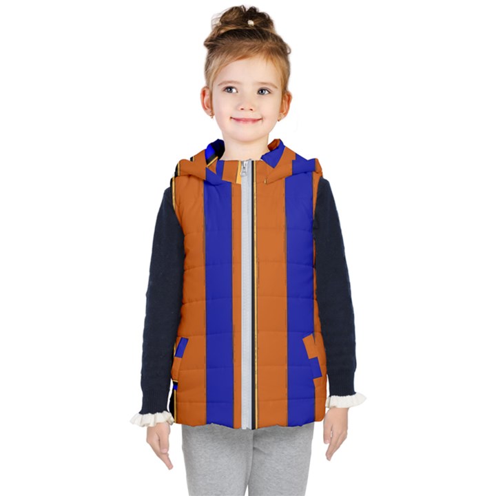 Abstract Blue And Orange 930 Kids  Hooded Puffer Vest