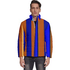 Abstract Blue And Orange 930 Men s Puffer Bubble Jacket Coat