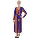 Abstract Blue And Orange 930 Velvet Maxi Wrap Dress View1